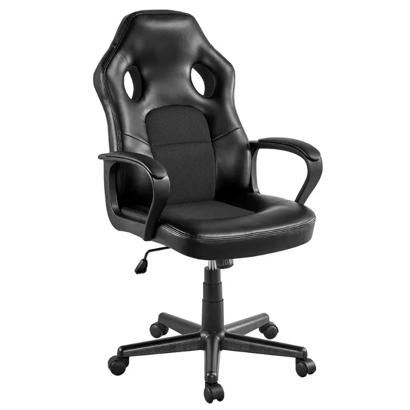 Adjustable Swivel Artificial Leather Gaming Chair, Black