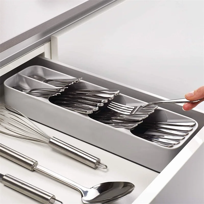 Kitchen Cutlery Drawer Spoon Storage Box Storage Organizer Compartment Household Compartment TableWare Storage Box