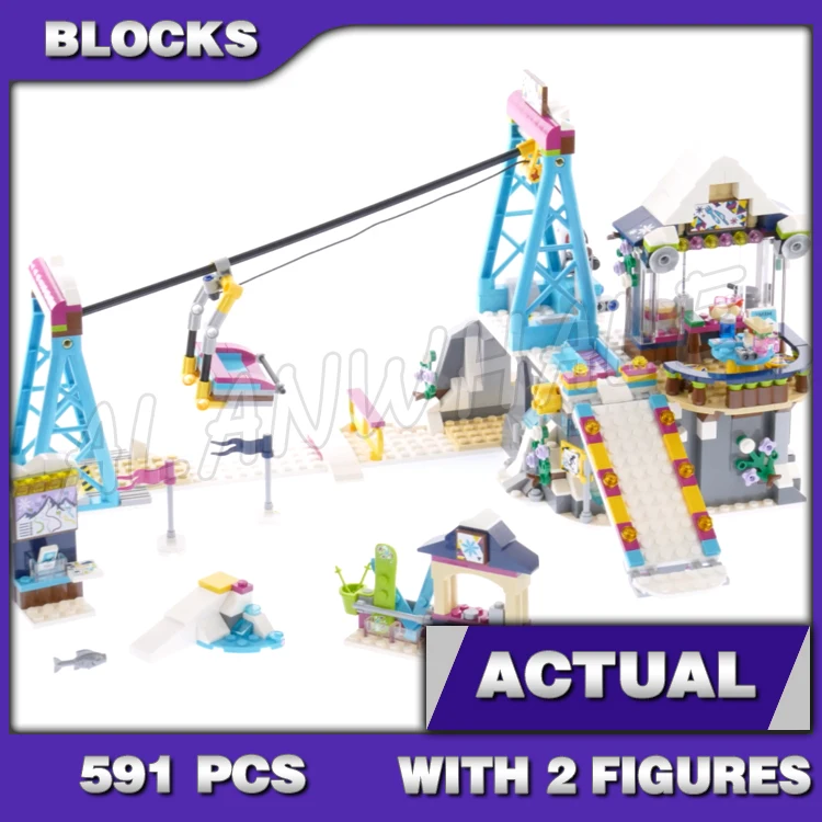 

591pcs Friends Snow Resort Ski Lift Winter Sports Lift Slope Equipment Hire Stand 10732 Building Block ToyCompatible With Model