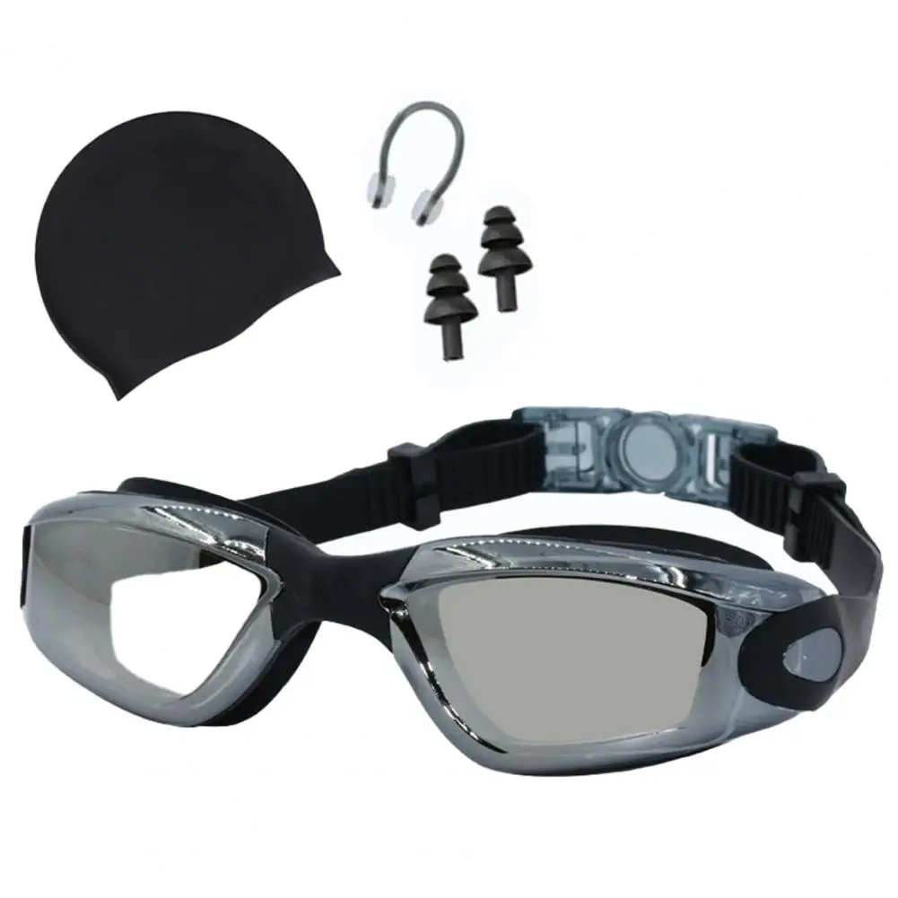 

1 Set Diving Goggles High Clarity Lens Flexible Ergonomics Anti-fog Silicone Hat Ear Plug Nose Clip Suit Underwater Diving