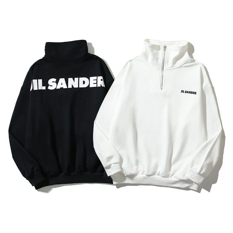 

2023 New all-match Jils Sanders letter LOGO printing simple men and women couple models half zipper loose sweater