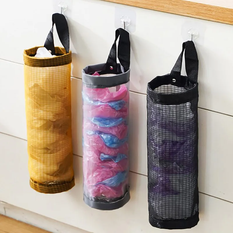 

Portable Plastic Garbage Hanging Bag Kitchen Trash Storage Rack Bag Hook Scouring Pad Dry Shelf Holder Sundries Fast Organzier