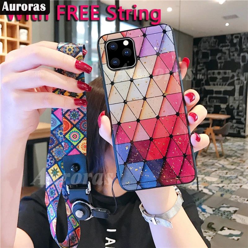 Auroras для Oneplus Nord CE 2 Lite 5G Rhombus рисунок золотой фольги красочный с ремешком