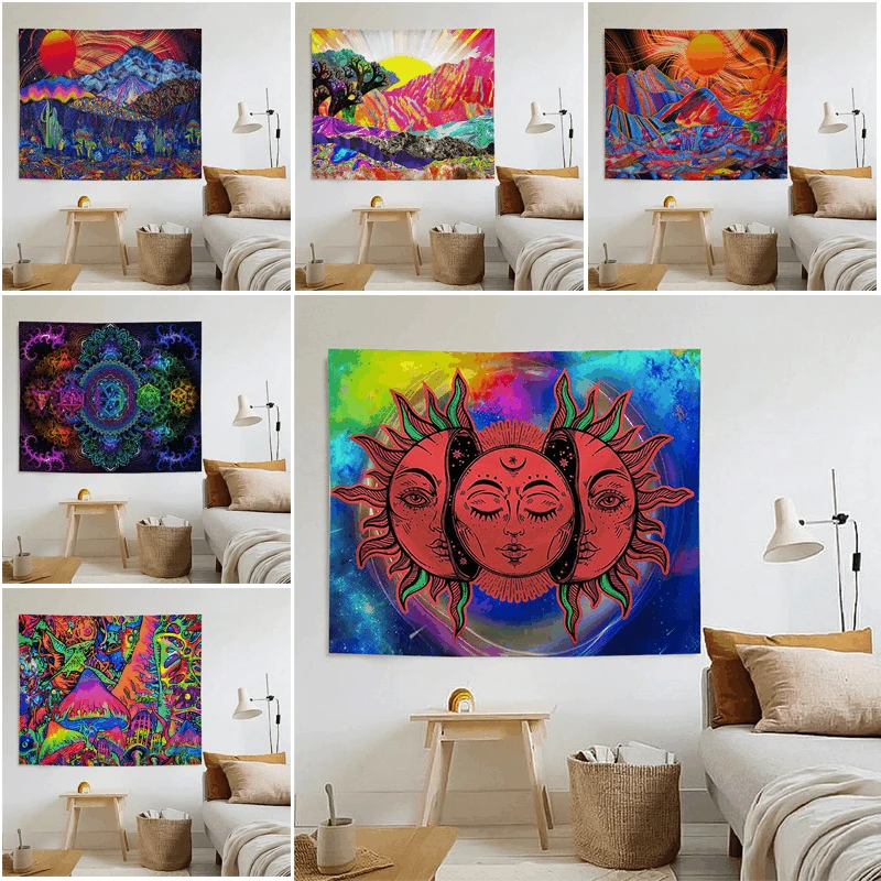 

Mushroom Dormitory Sun Large Tapestry Mandala Wall Cloth Psychedelic Home Decor Blanket Hippie Bed Account Decoration Sofa Sets