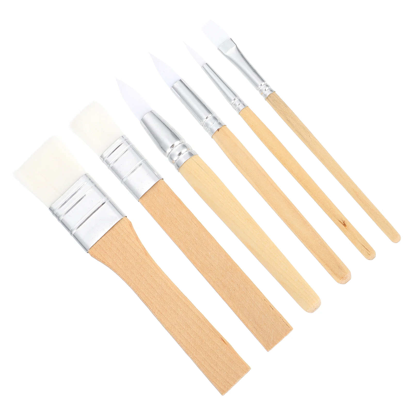 

6pcs Kids Brush Brush Set Nylon Brushes with Wooden Handle for Gouache Watercolor Oil Painting Varnish