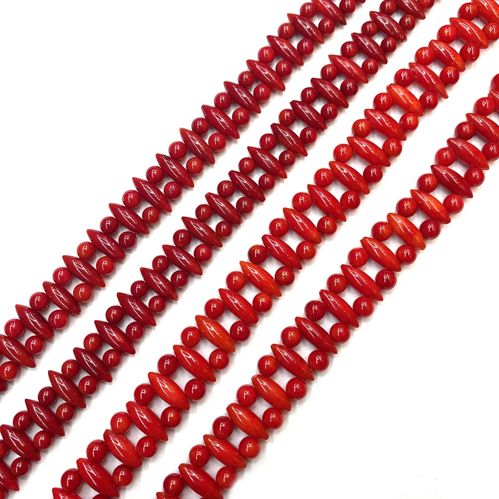 

Round Rice Shaped Synthetic Coral Sea Bamboo Bead 5x14mm Coral Beads for DIY Making Earrings Bracelet Necklace Jewelry Accessory