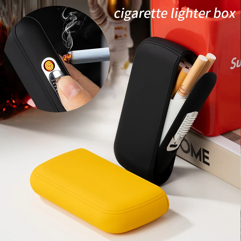 

New Compact and Portable 2-in-1 Multi-function USB Cigarette Lighter Rechargeable Lighter 10 Sticks Thick Cigarette Case