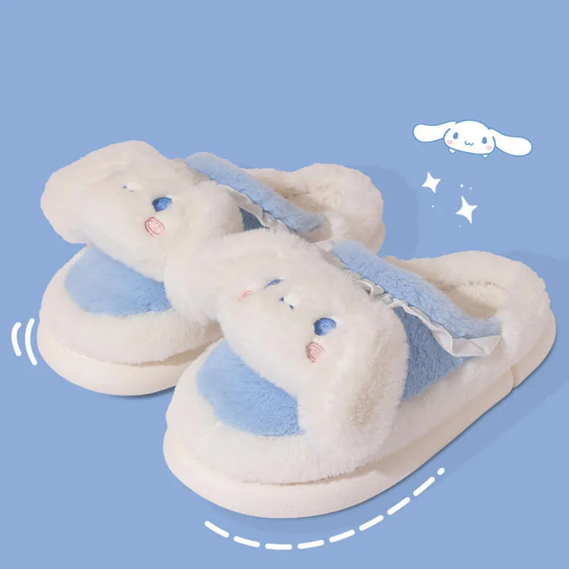 

Kawaii Cartoon Sanrios Cinnamoroll Melody KT Cotton Slippers Home Warm Plush Cotton Mop Winter Essentials for Cute Girl