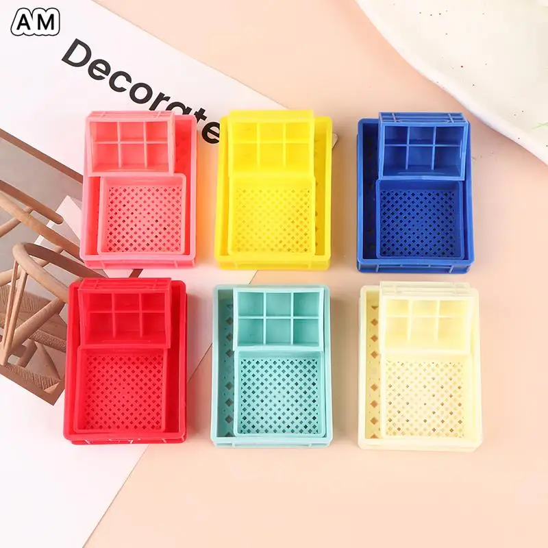 

3pcs/set Dollhouse Miniature Plastic Frame Hand-woven Storage Basket Vegetable Food Storage Basket Dolls Miniature Decoration