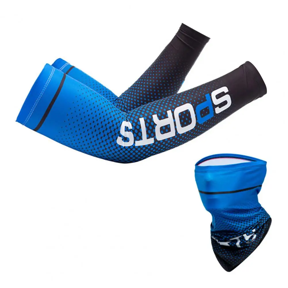 

1 Set Arm Sleeve Super Soft Wear Resistant Ice Silk Unisex Sunblock Sleeve with Face Cover Set for Camping