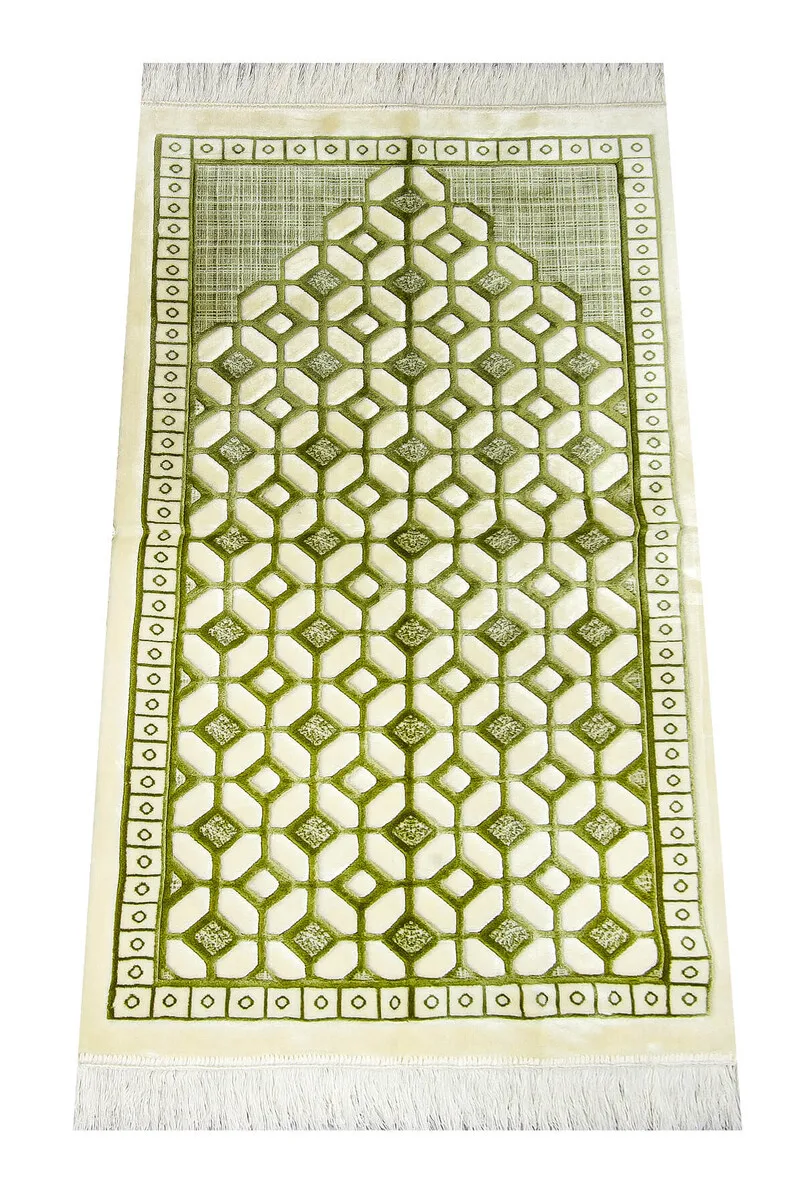 IQRAH Carpet Type Thick Special Lux Velvet Prayer Mat Mediterranean-Green Color