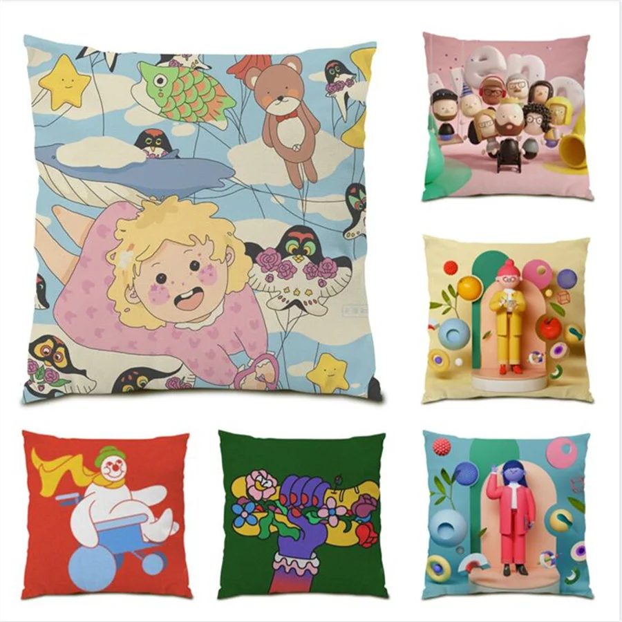 

Decoration Home Decor Polyester Linen Sofa Decorative Pillow Cases Soft Cushion Covers 45x45 Vintage Sofas for Living Room E0266