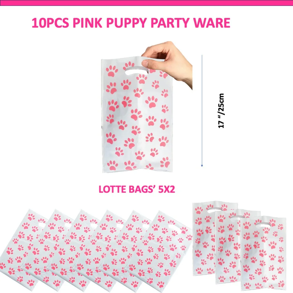 

Pink Puppy Disposable Decorations Lotte Bags 10pcs For Birthday Anniversary Dinner Baby Shower Wedding Home School College Home