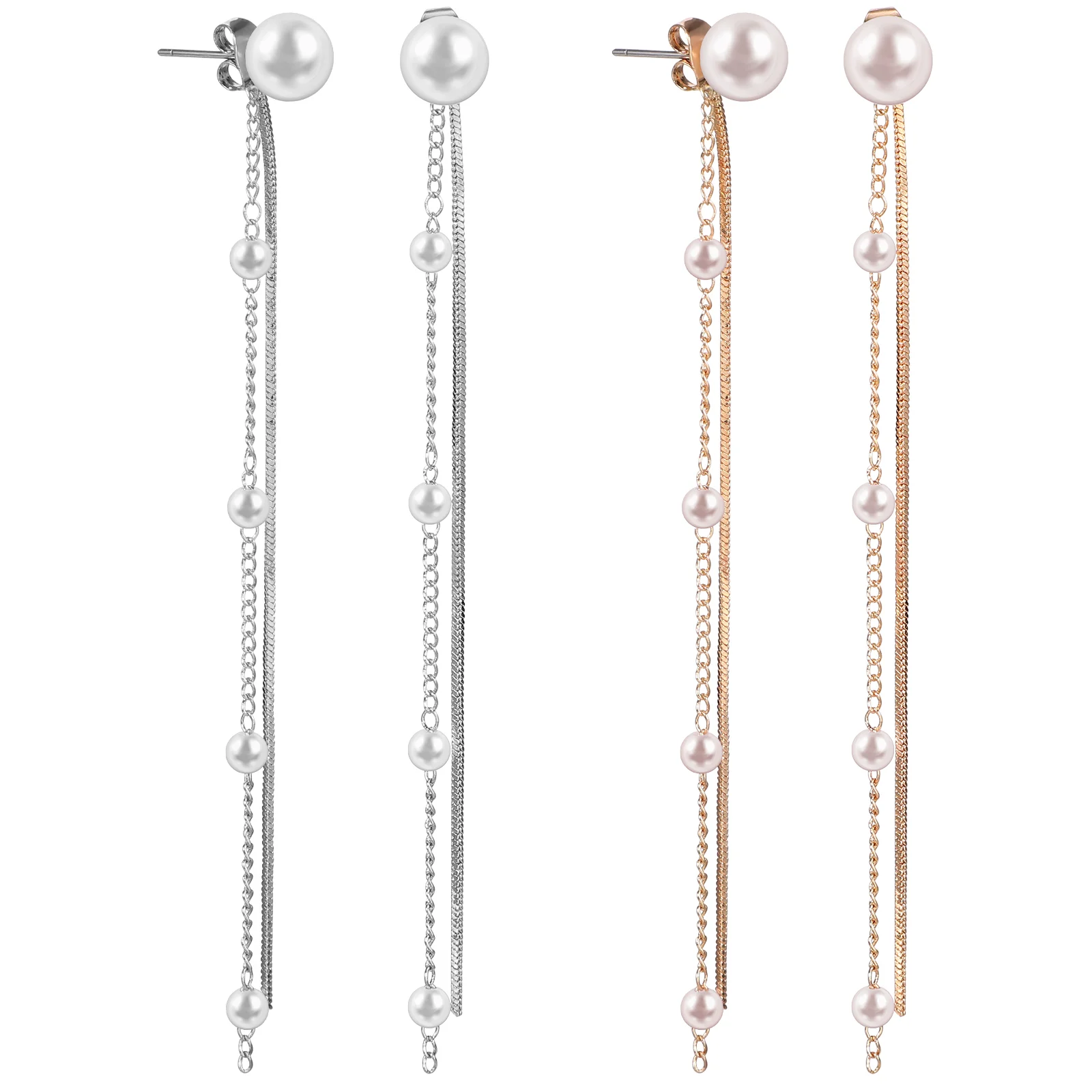 

Earrings Pearl Dangle Women Tassel Ear Drop Girlstrendy Bridesmaid Decor Stud Teenwomens Wedding Faux Chain Sensitive