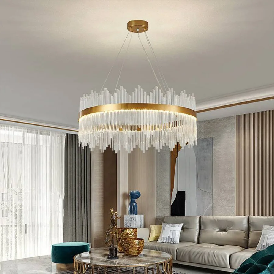 

Роскошная светодиодсветодиодный хрустальная люстра, Минималистичная лампа в скандинавском стиле для гостиной, ресторана, светодиодный