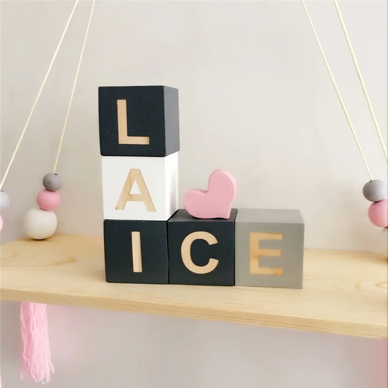 

Large Wood Alphabet Letters Numbers Blocks ABC Cubes DIY Crafts Baby Montessori Educational Toys Keepsake Gift Photo Props Decor