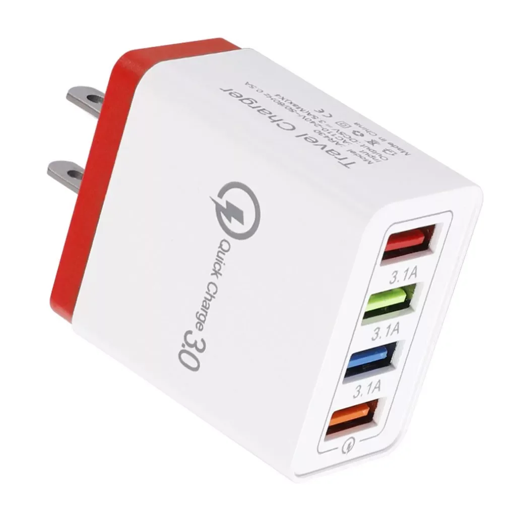 

4 USB Ports 15W 3.1A Universal Mobile Phone Charger US Plug Travel Charging Head Induction Charger Phone Adapter for Smart Phone
