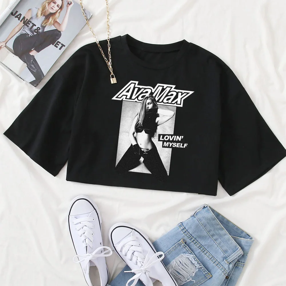 Фото Ava Max Merch укороченный топ для девочек, сексуальная рубашка, летняя майка №1