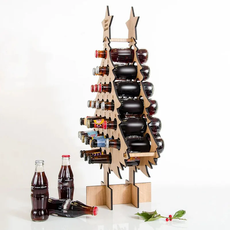 

Christmas Wine Holder Wooden Wine Bottle Stand Advent Calendar Count Down Drinks Display Rack Seasonal Decor