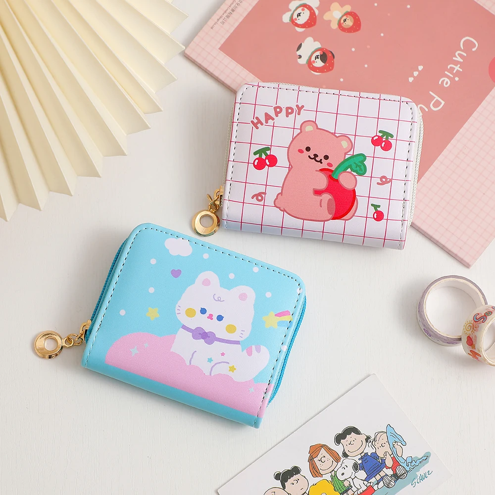 Симпатичный медведь кожаный держатель для карт Мини Kawaii Держатель визиток