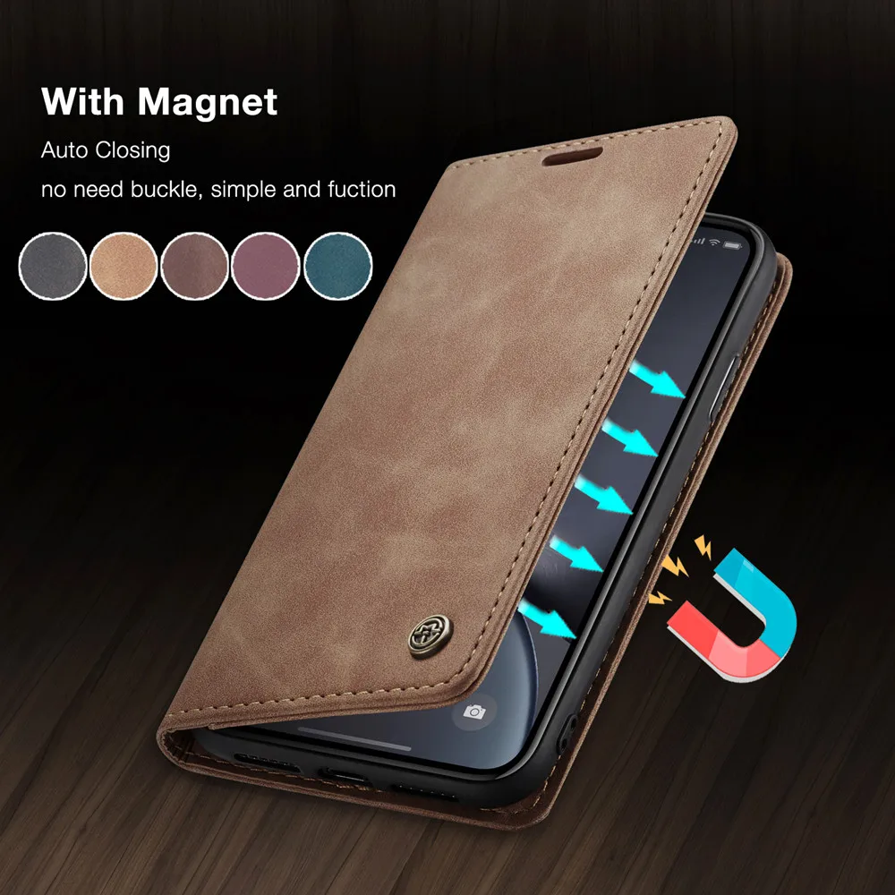 

Magnetic Leather Phone Case For iPhone 12 13 11 Pro XS Max X XR SE 2020 8 7 6 6S Plus 5S Wallet Cover For Samsung S21 S20 Coque