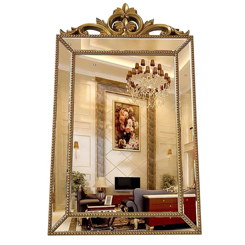

European Antique Bathroom Mirror Makeup Mirror Living Room Decoration