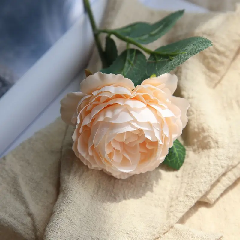 

30cm Rose Pink Silk Peony Artificial Flower Bouquet 5 Big Head and 4 Bud Cheap Fake Flowers for Home Wedding Decoration indoor