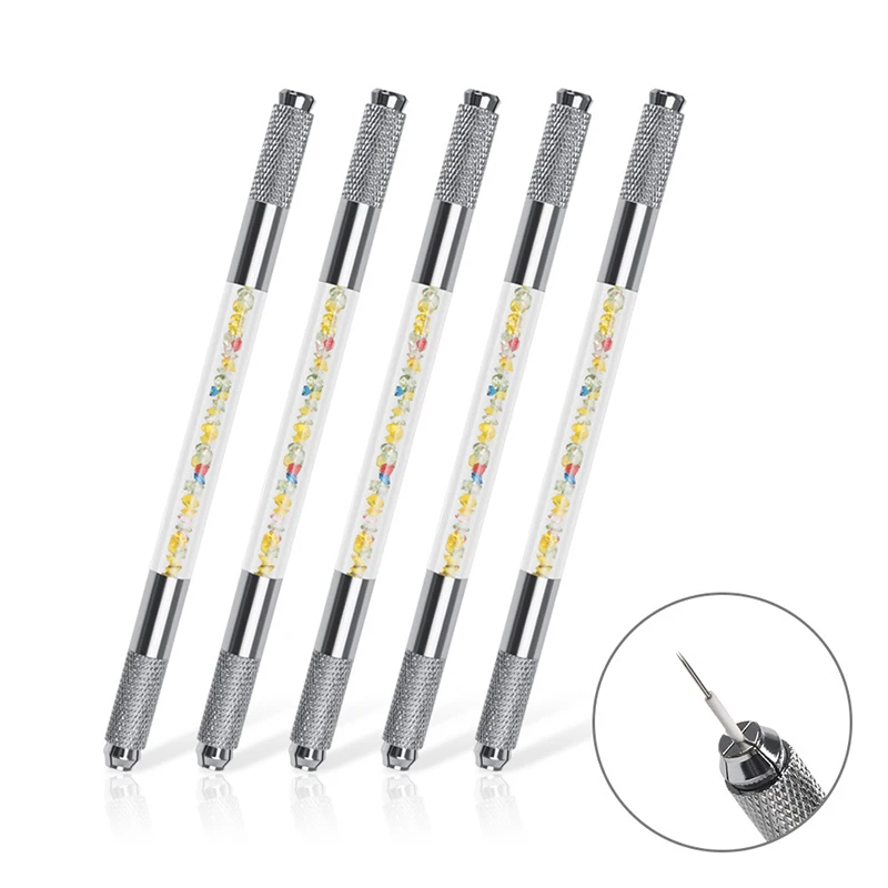 

1pcs Double Head Microblading Handles Flat And Round Needle Blade Tebori Pen Eyebrow Embroidery Hand Tool Makeup Supply