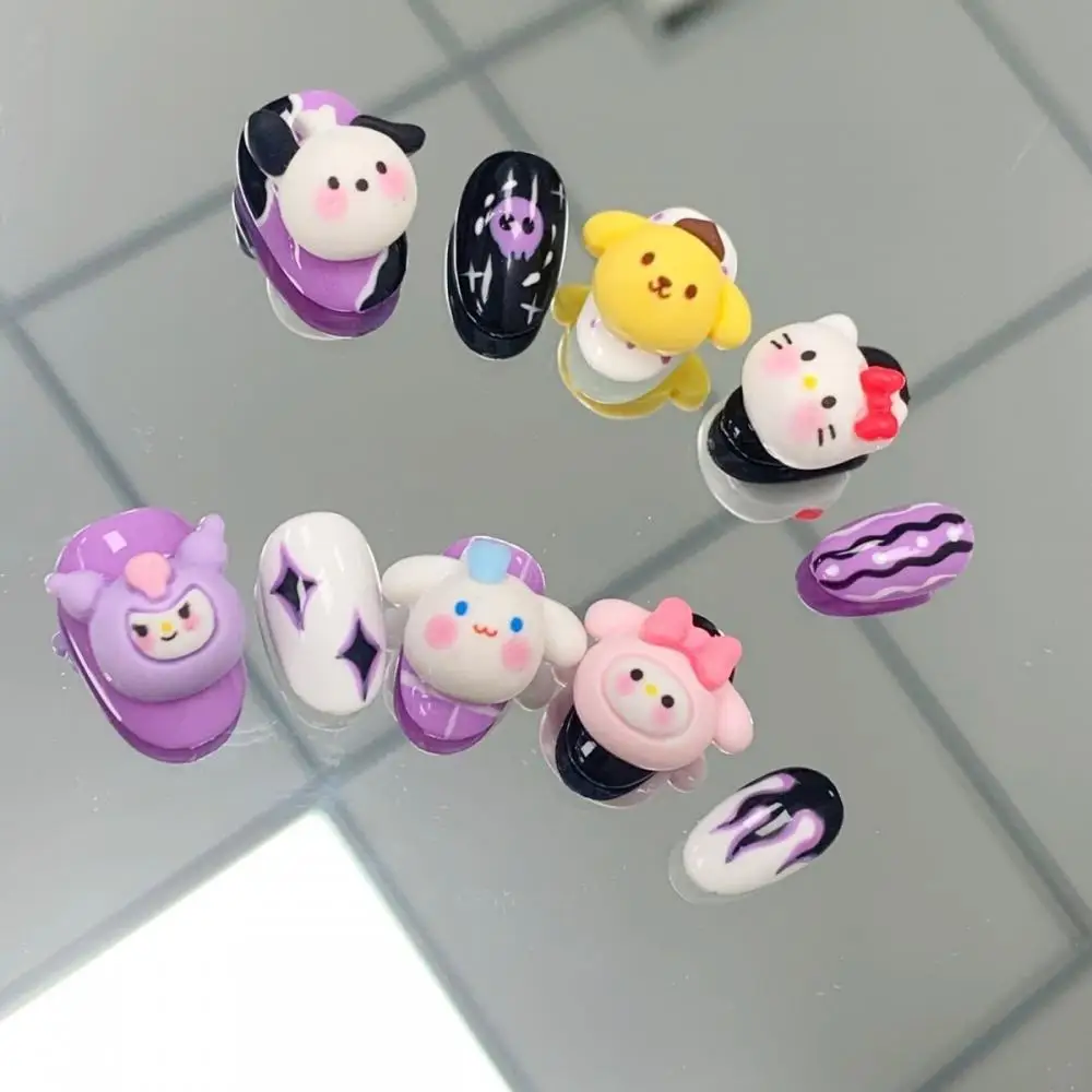 

Sanrioed Hellokittys Dolls Handmade Three-Dimensional Nail Patch Y2K Cartoon Pochacco Kuromi Anime Toy for Girls Toys Gift