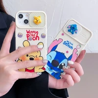 disney 3d lilo stitch winnie the pooh phone case for iphone 13 12 11 pro max x xr xs max 7 8 plus se shockproof leather cover