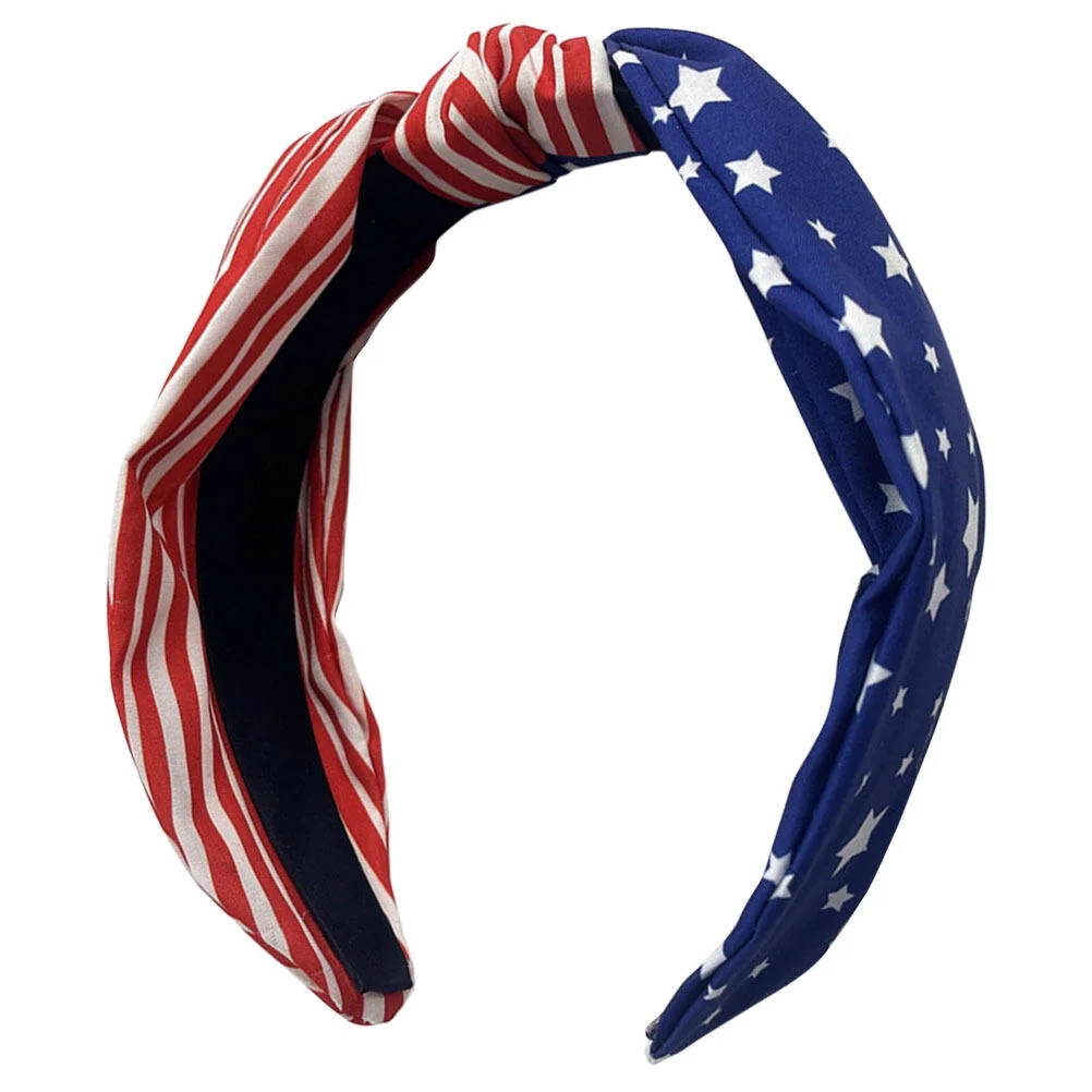 

Americans Flags Wide Headband Stripe Twisted Independence Day Fabric Knotted Headbands Girls Miss Women