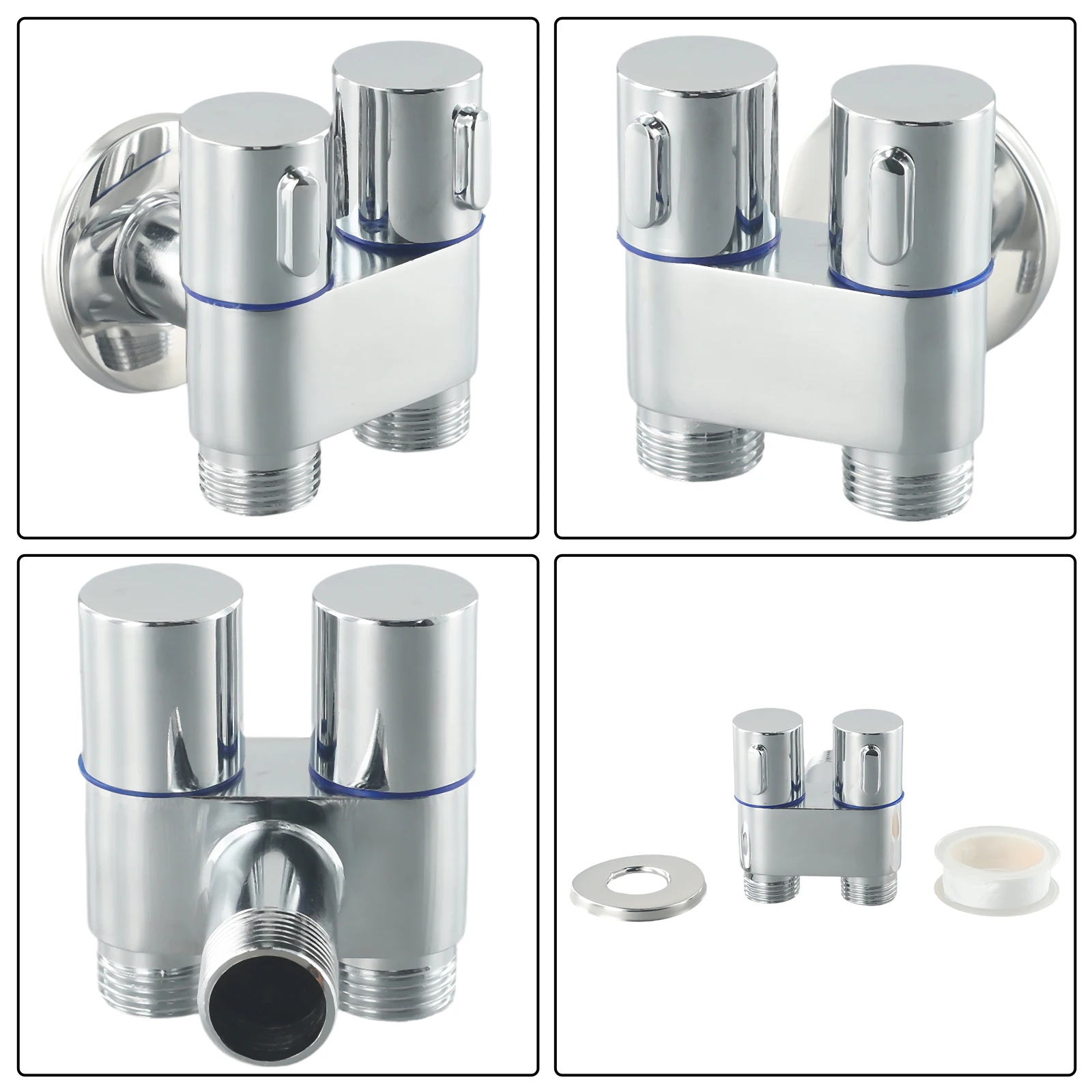 

Triangle Valve Angle Valve 1 In Two Out Double Control Faucet Toilet Triangle Valve Washing Machine Alloy Material Bathroom