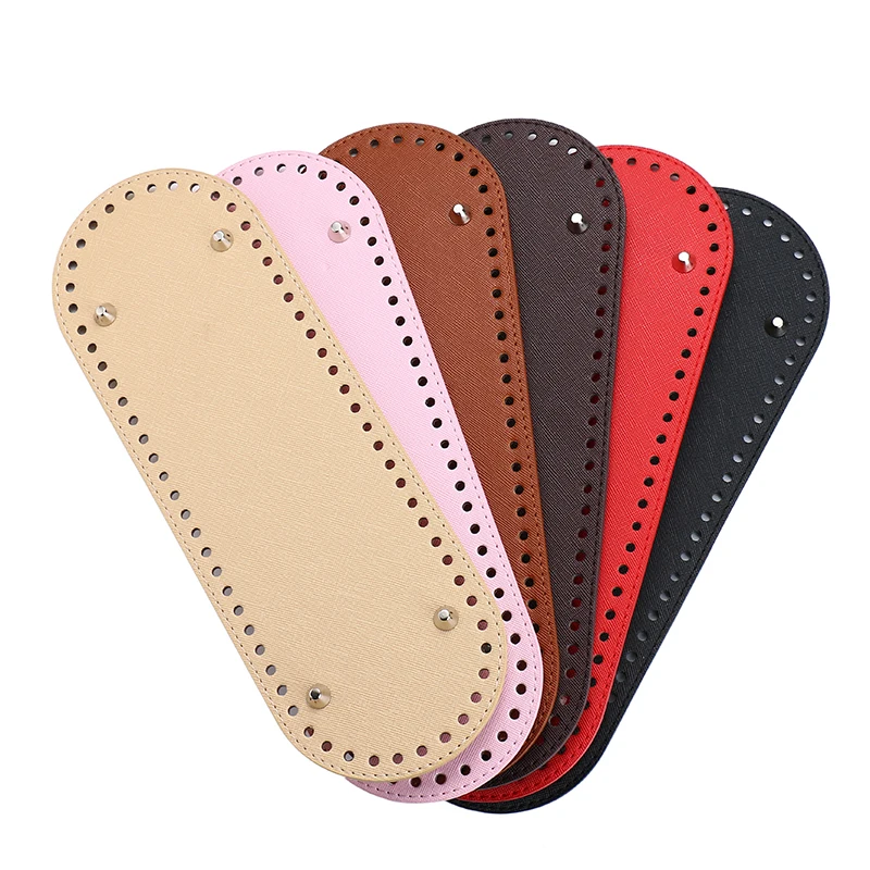 29.5*10cm Handmade Oval Bottom For Knitted Bag PU Leather Wear-Resistant Accessories Bottom With Holes Diy Crochet Bag Bottom