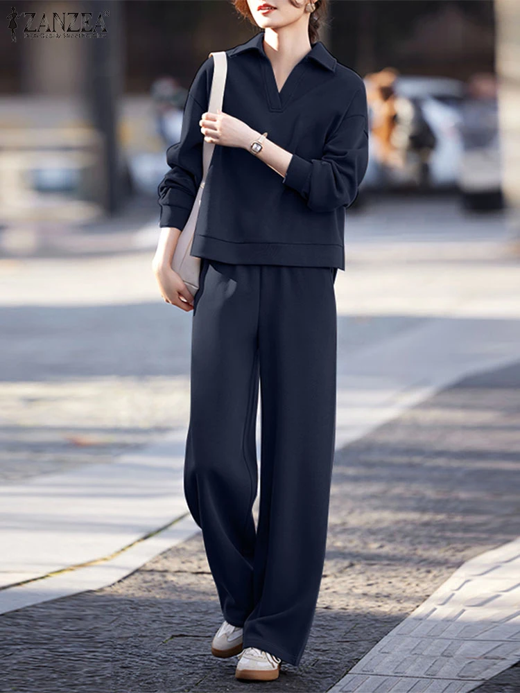 2024 ZANZEA осенний женский костюм-свитшот комплект из 2 предметов наряд повседневные