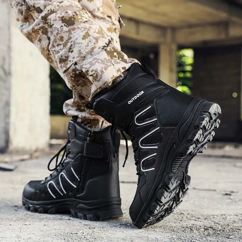 JIEMIAO Men Hiking Shoes Plus Size Military Desert Training Tactical Combat Army Boots Non-Slip Outdoor Mountain Trekking Shoes