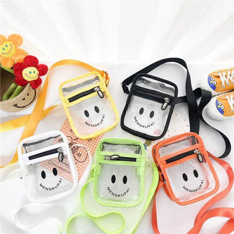 

Simple PVC Shoulder Bags for kid Fashion Girls Cartoons Small Square Shoulder Crossbody Bag transparent girl Daily Phone Purse