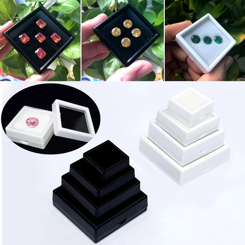 

1pcs Jewelry Packing Box Ear Studs Necklace Storage Display Box White Black Plastic Jewelry Holder With Transparent Cover