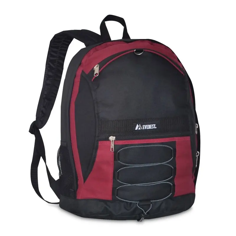 Everest Unisex Two-Tone Backpack with Mesh Pockets, Red Black