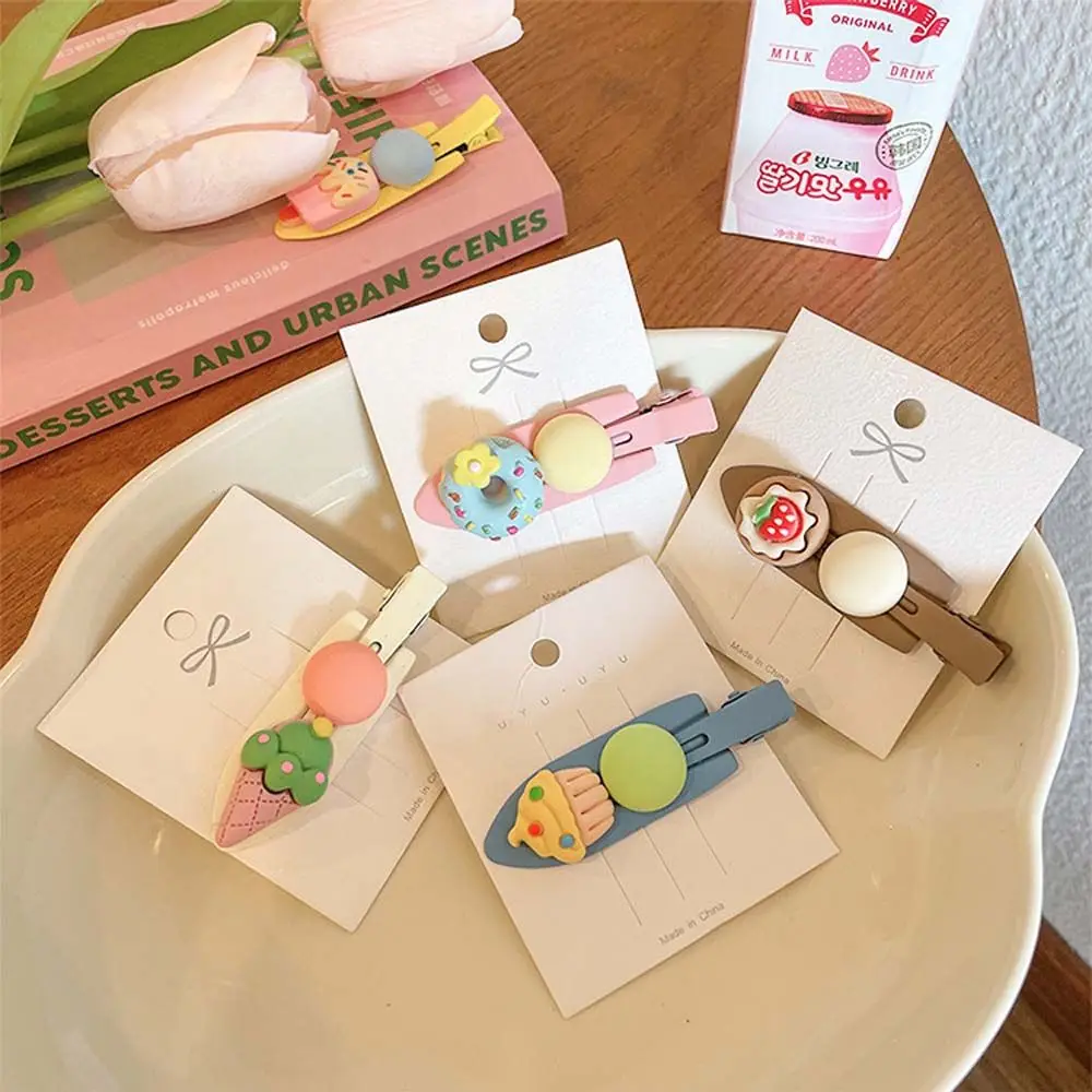 

Фотореквизит в виде пончика заколка для волос для девочек заколка в Корейском стиле милая боковая заколка имитация еды аксессуары для фото...