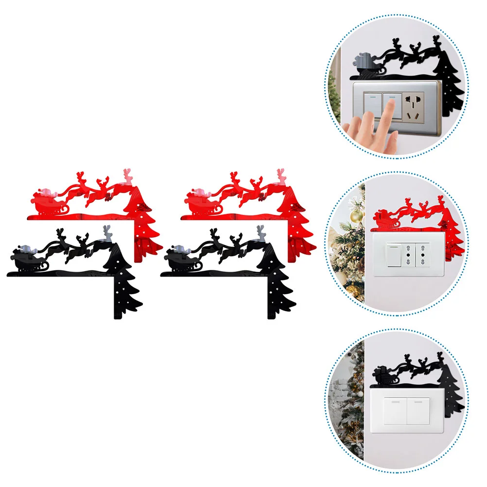 

4pcs Decorative Home Switch Sticker Switch Adornment Christmas Party Decors Xmas Decorative Wall Decal