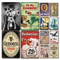vintage beer logo metal poster tin sign shabby chic sexy pin up metal plate painting rustic bar pub living room decor plaques