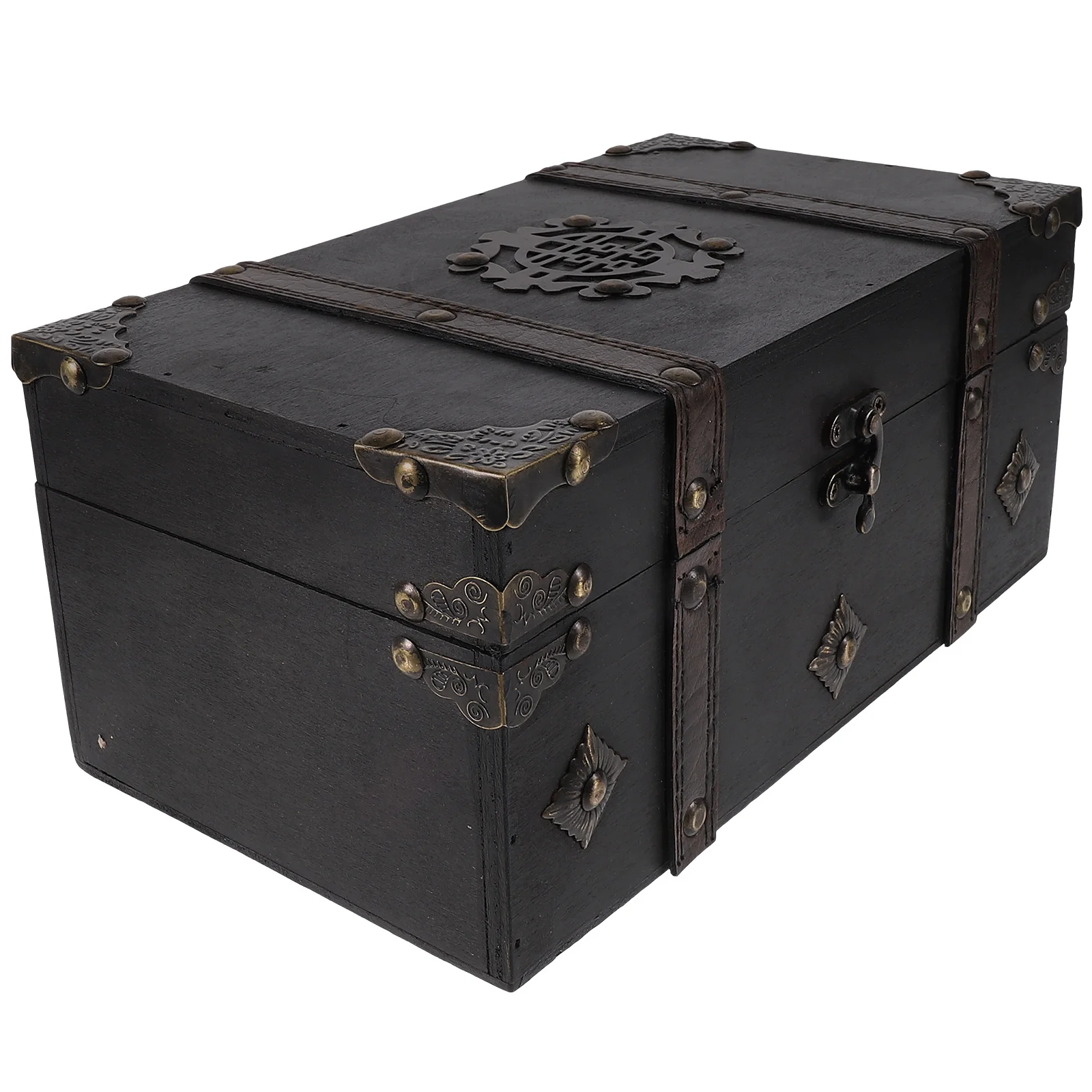 

Jewelry Organizer Wooden Case Small Treasure Retro Sundries Pirate Storage Box