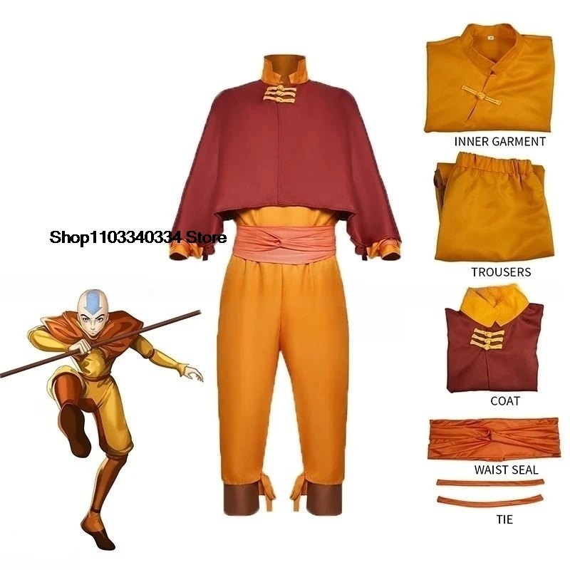 Аватар Последний Aang косплей костюм детский комбинезон наряды Хэллоуин