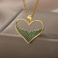 romantic heart necklace for women zircon crystal engagement wedding necklace choker chian vintage jewelry collier gift