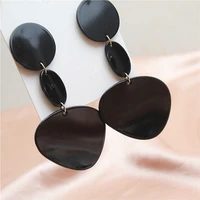 new retro pure black color square geometric earrings acrylic simple resin earrings pendientes piercing oreja women jewelry