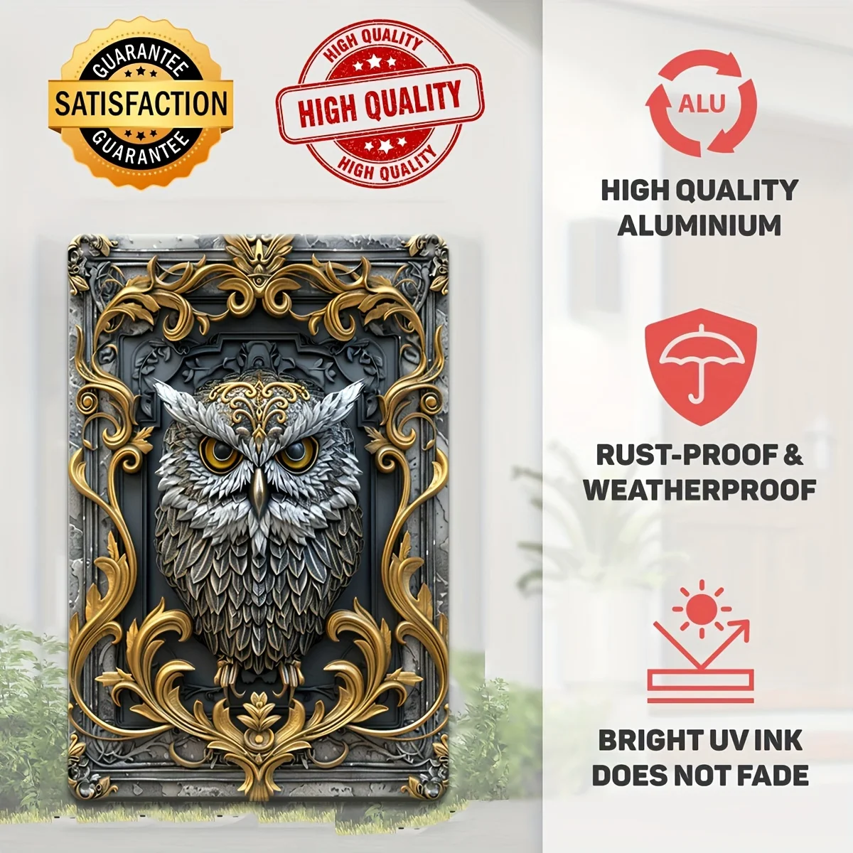 Винтажный металлический жестяной знак в виде совы 8x12 дюймов