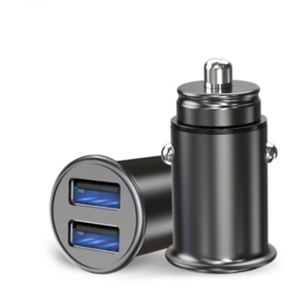 

Dual USB Car Charger 2 Port Alloy Cigarette Lighter Adapter 12V-24V 4.8/3.1A Quick Charge USB Phones Power Adapter