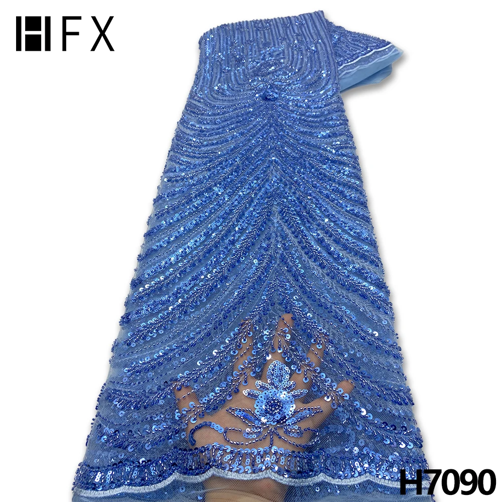 HFX лучшее качество кружевная ткань с блестками из бисера нигерийская сетчатая