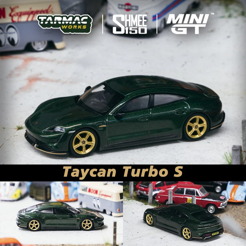 

MINI GT Tarmac Works TW 1:64 Taycan Turbo S темно-зеленая коллекция моделей автомобилей из сплава, миниатюрные игрушки для машинок 274