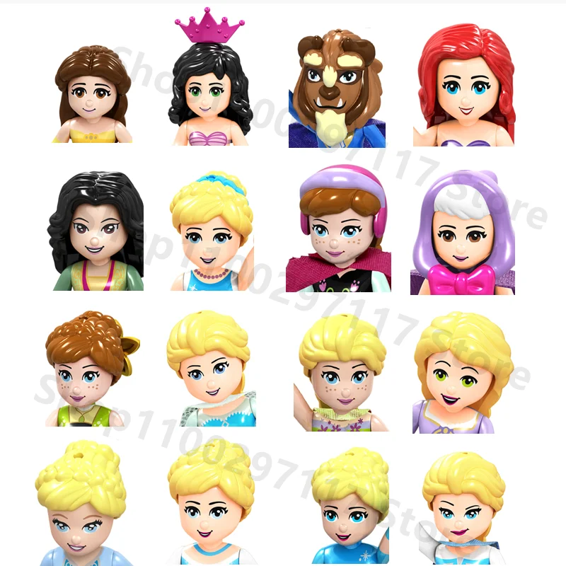 Movie Character Frozen Princess Elsa Anna anime bricks mini action toy figures Assemble building blocks toys for kids gifts-28